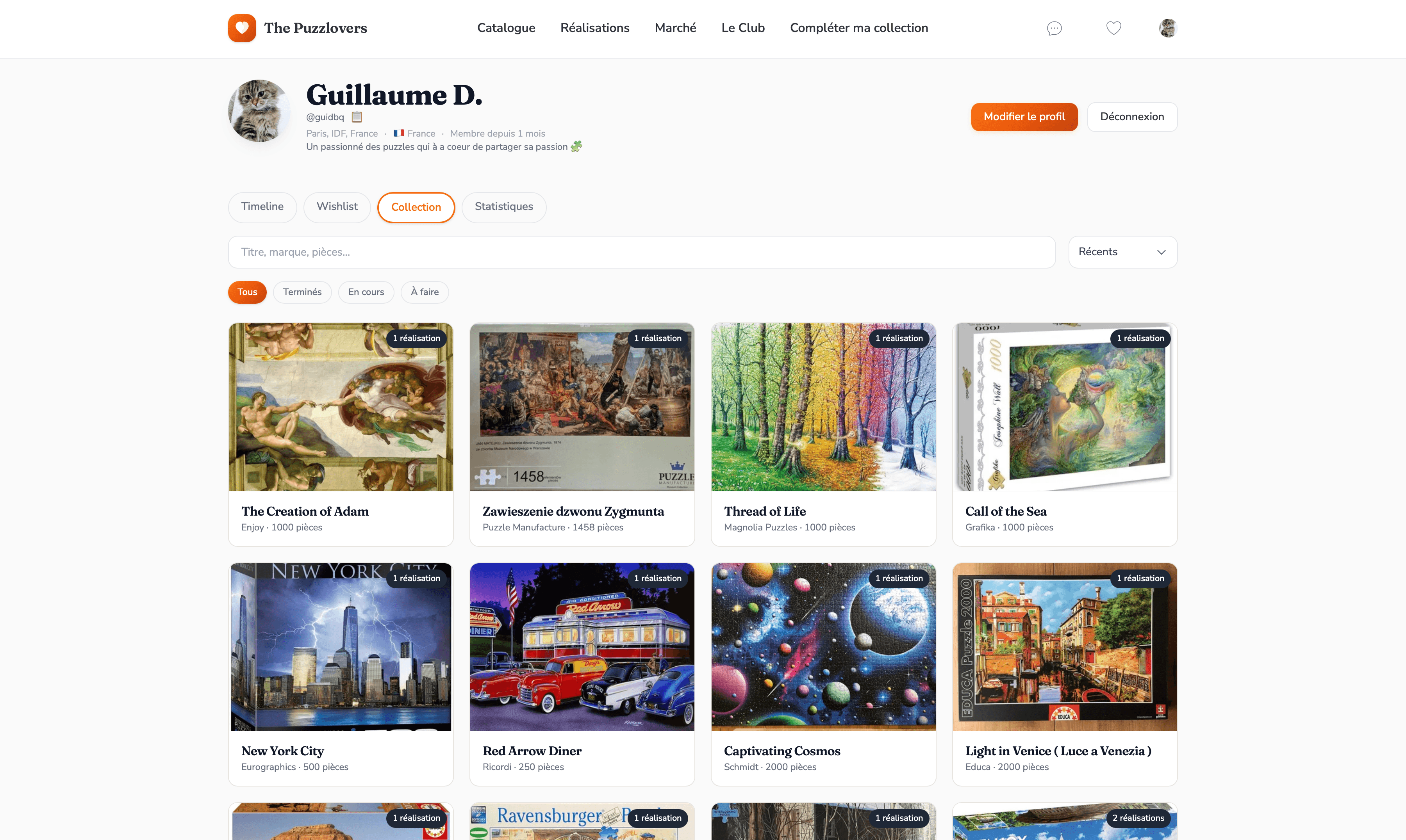 Collection The Puzzlovers — vue desktop