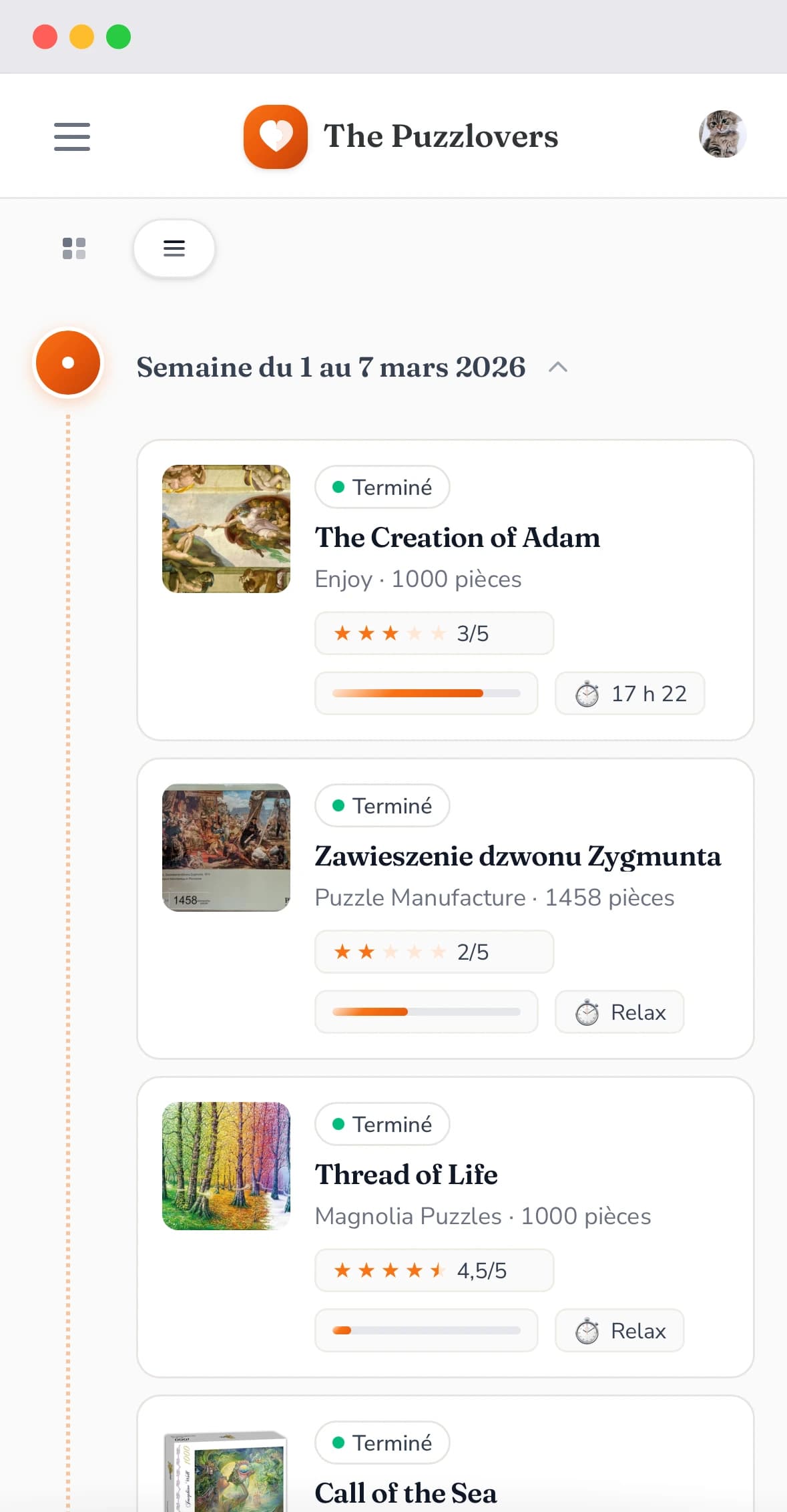 Collection The Puzzlovers — vue mobile