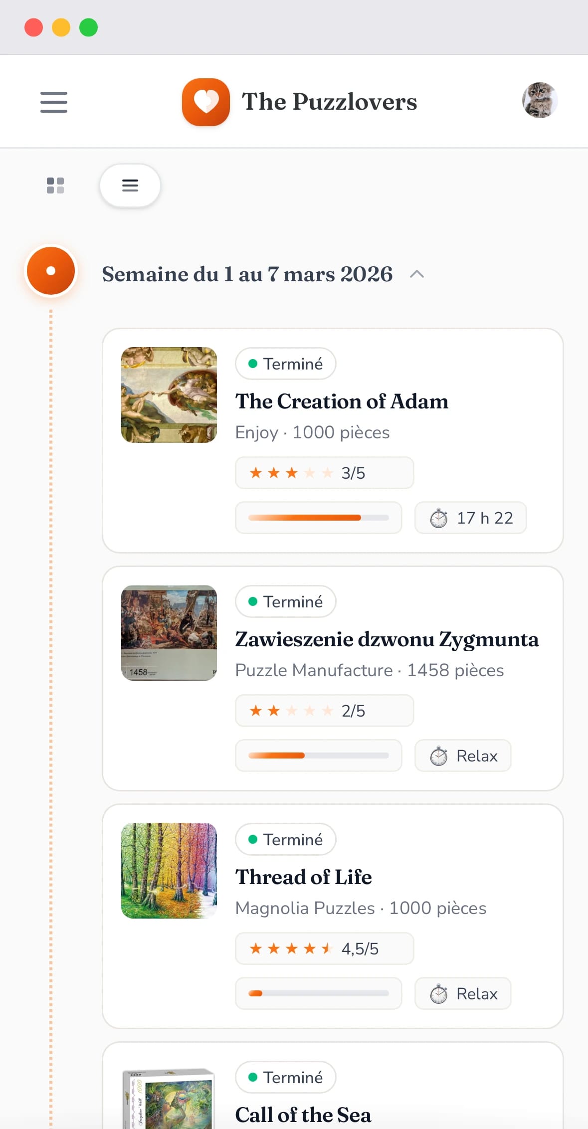 Collection The Puzzlovers — vue mobile