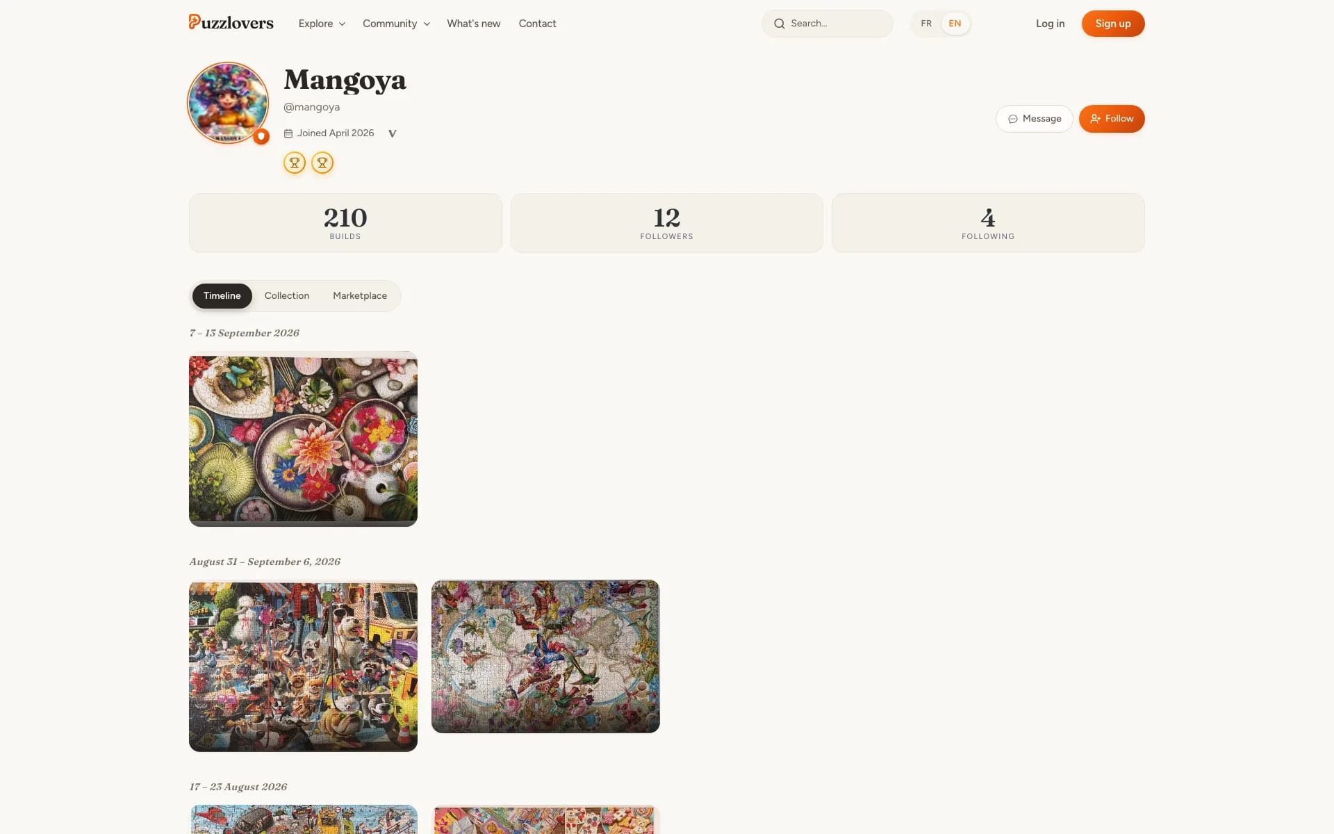 A Puzzlover's collection on The Puzzlovers, desktop view