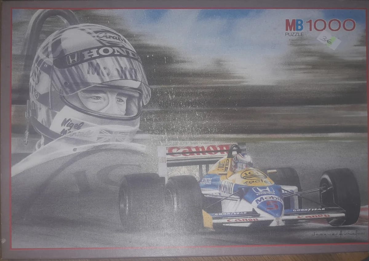 Dessin au crayon et pastel J. Runel Nigel Mansell