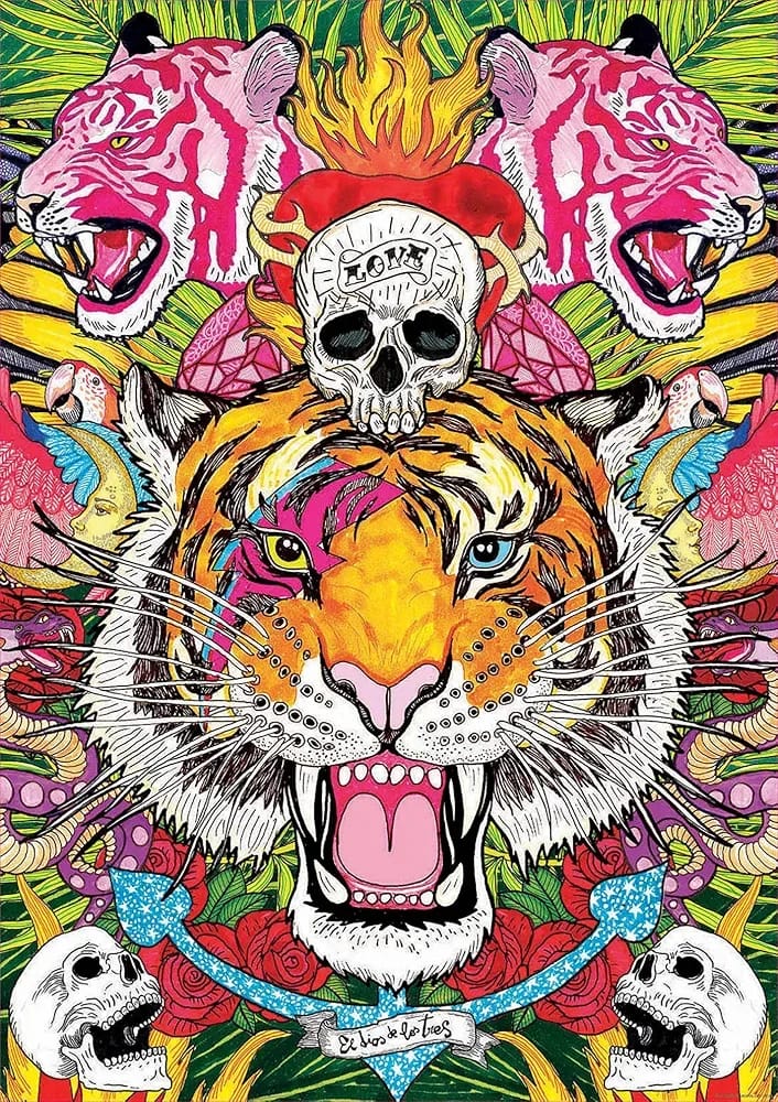 Tigre brun avec tête de mort